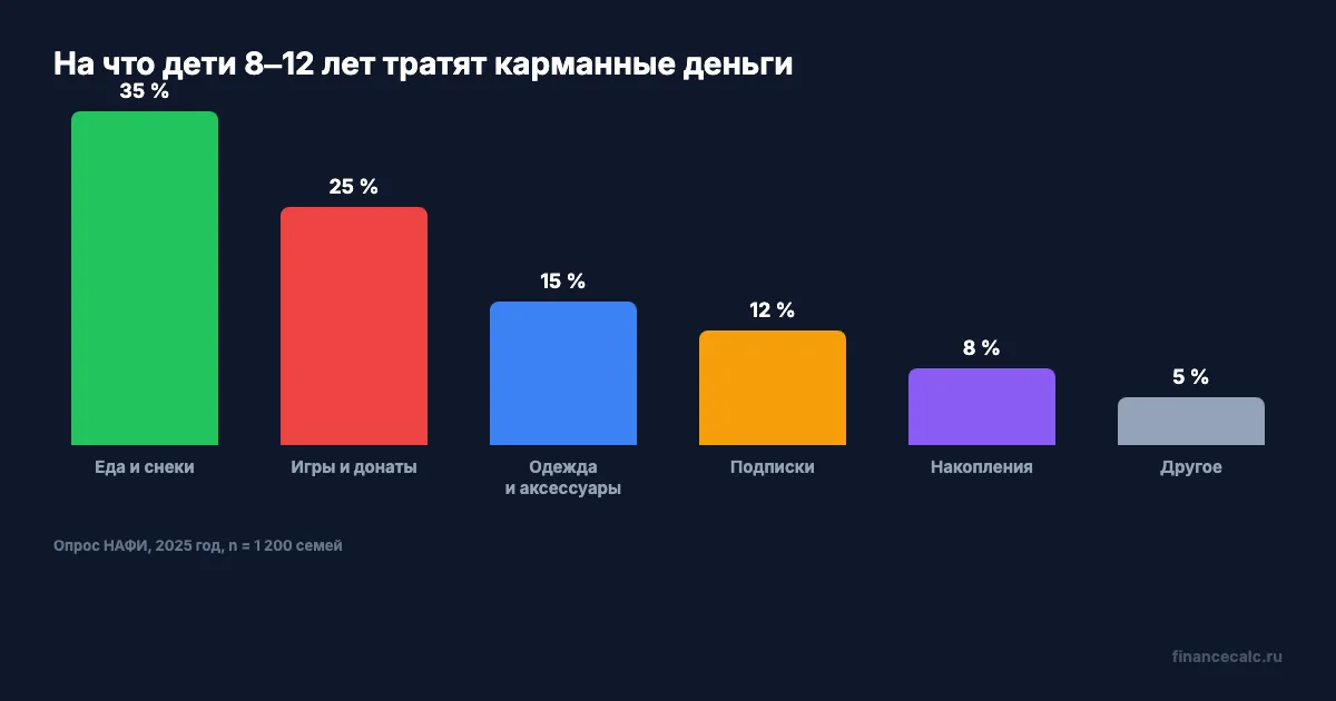 Сколько дети тратят на типичные категории