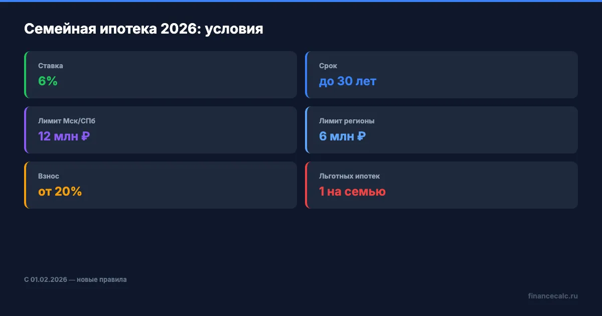 Ключевые условия семейной ипотеки 2026