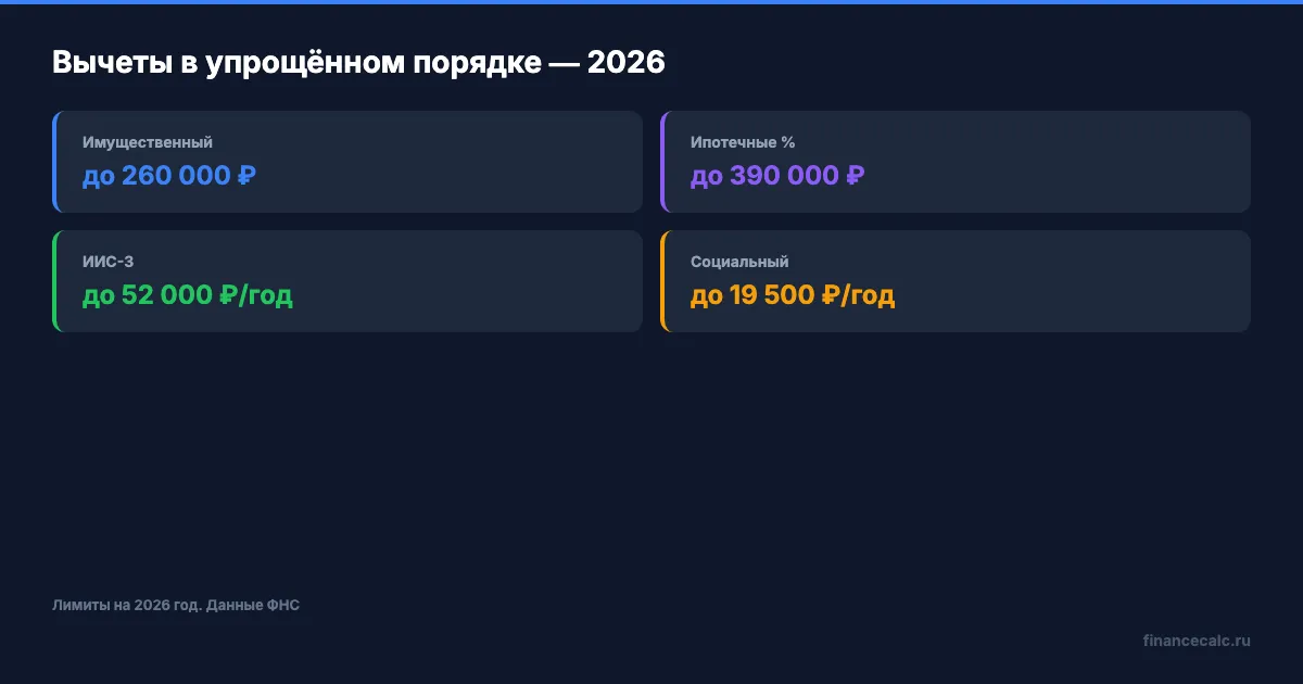 Какие вычеты доступны в упрощённом порядке