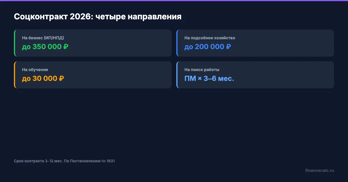 Социальный контракт 2026: четыре направления и суммы