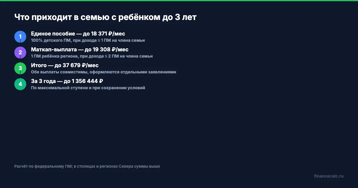 Сколько реально приходит в семейный бюджет — единое + маткап на 3 года