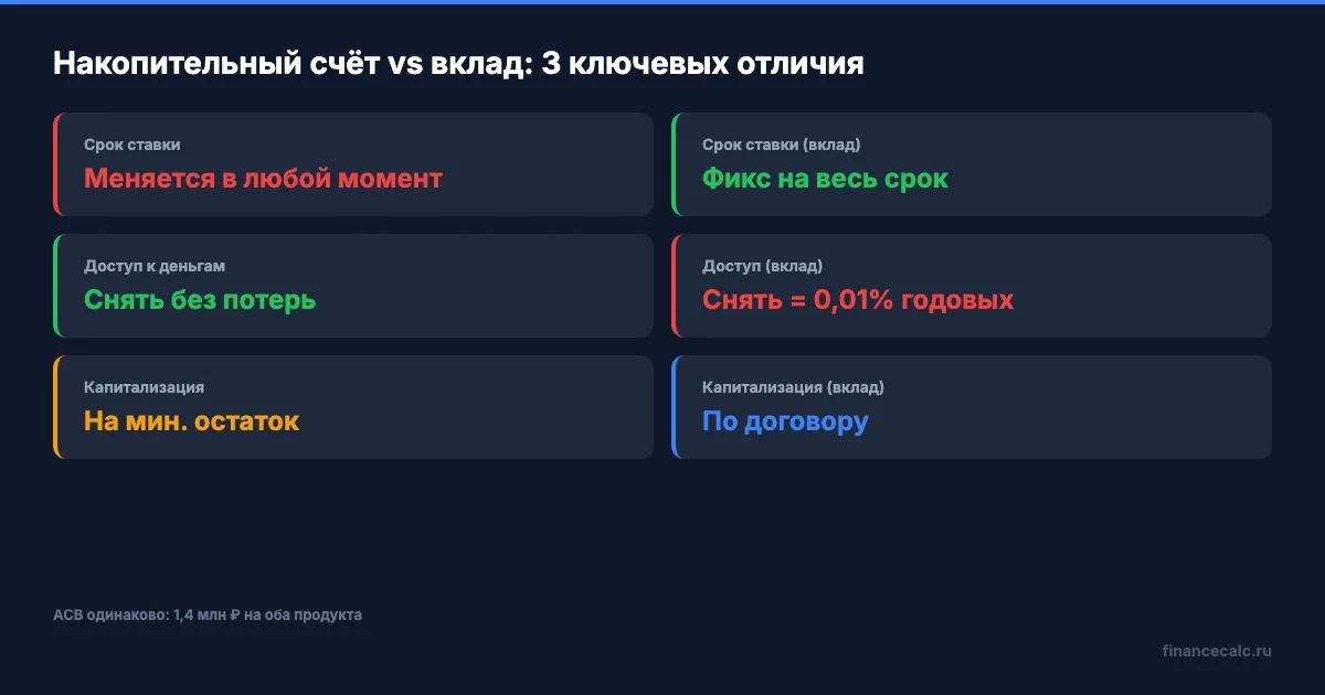 3 ключевых отличия счёта и вклада в 2026 году