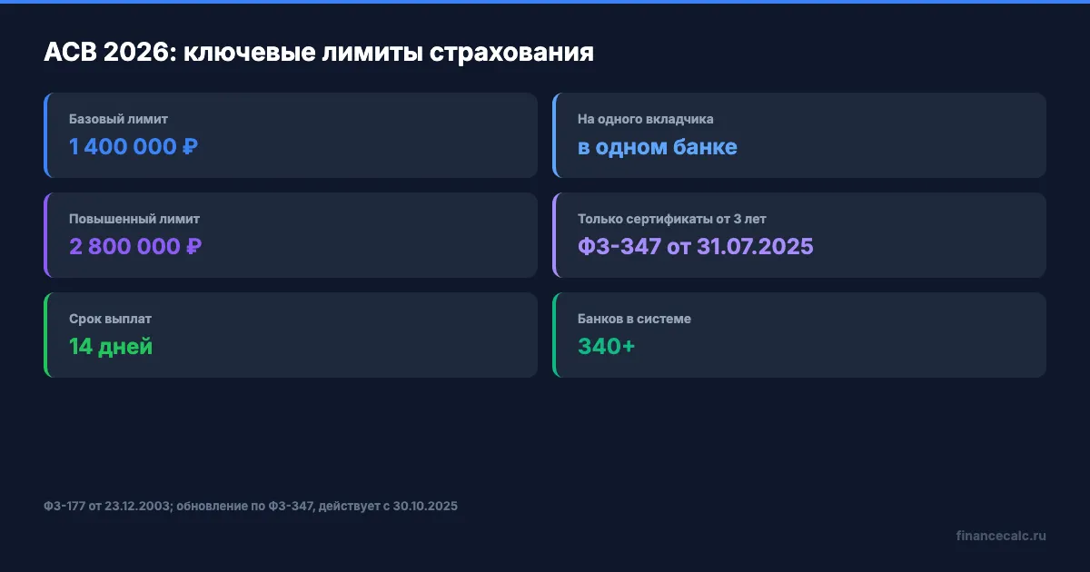 Ключевые параметры страхования вкладов АСВ в 2026 году