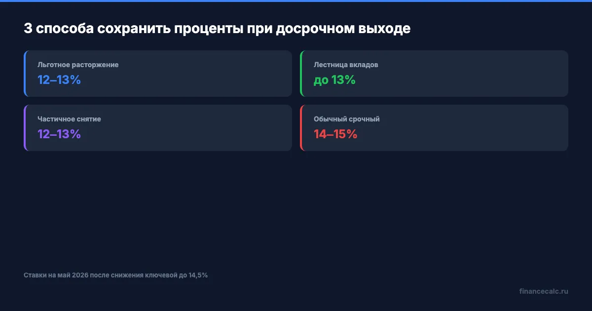 3 способа сохранить проценты при досрочном выходе