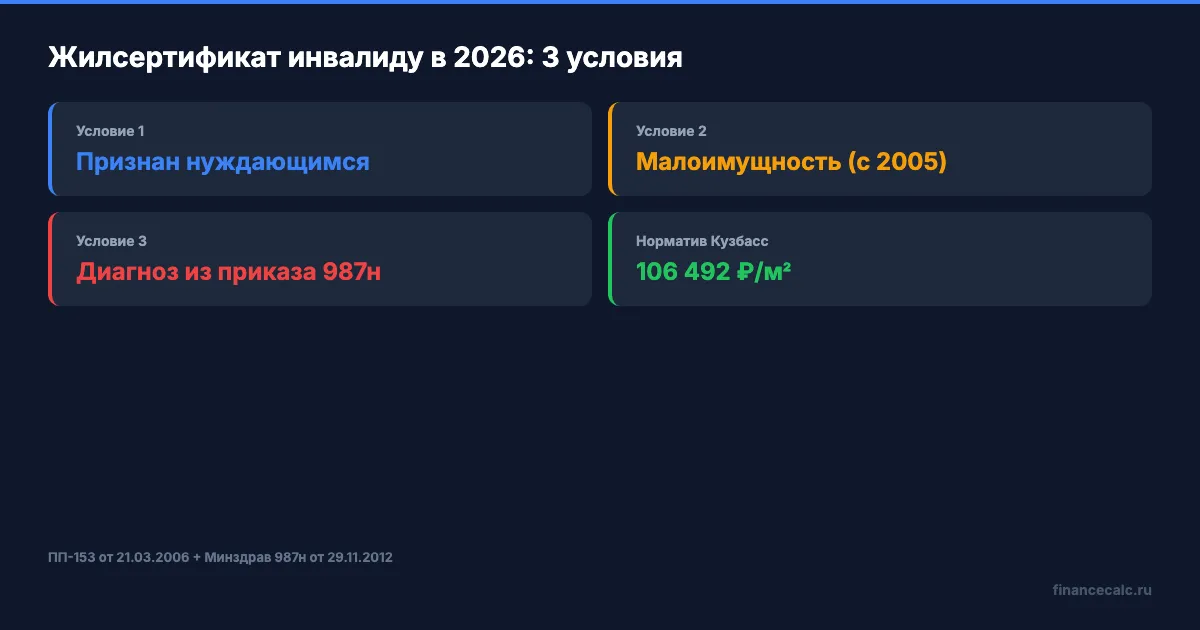 Кому положен жилищный сертификат: 3 условия для инвалида II группы