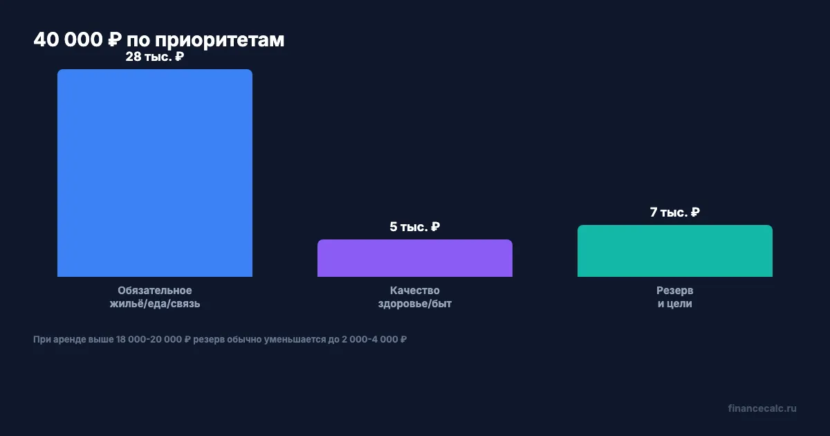 Распределение 40 000 ₽ по приоритетам