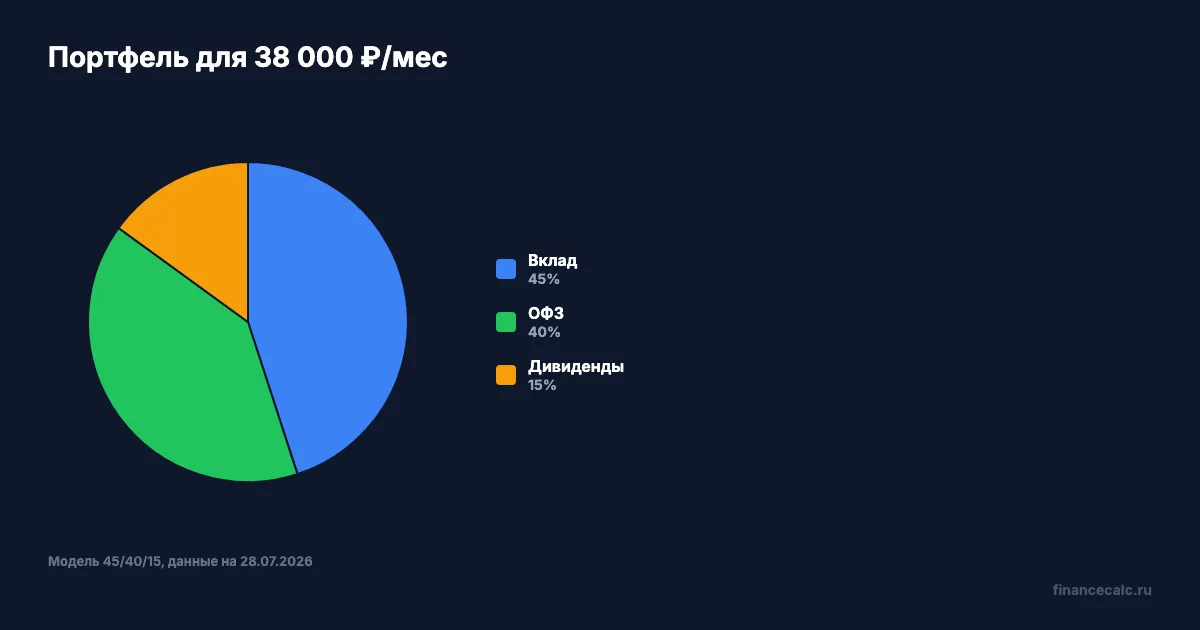 Распределение портфеля на 38 000 ₽ в месяц