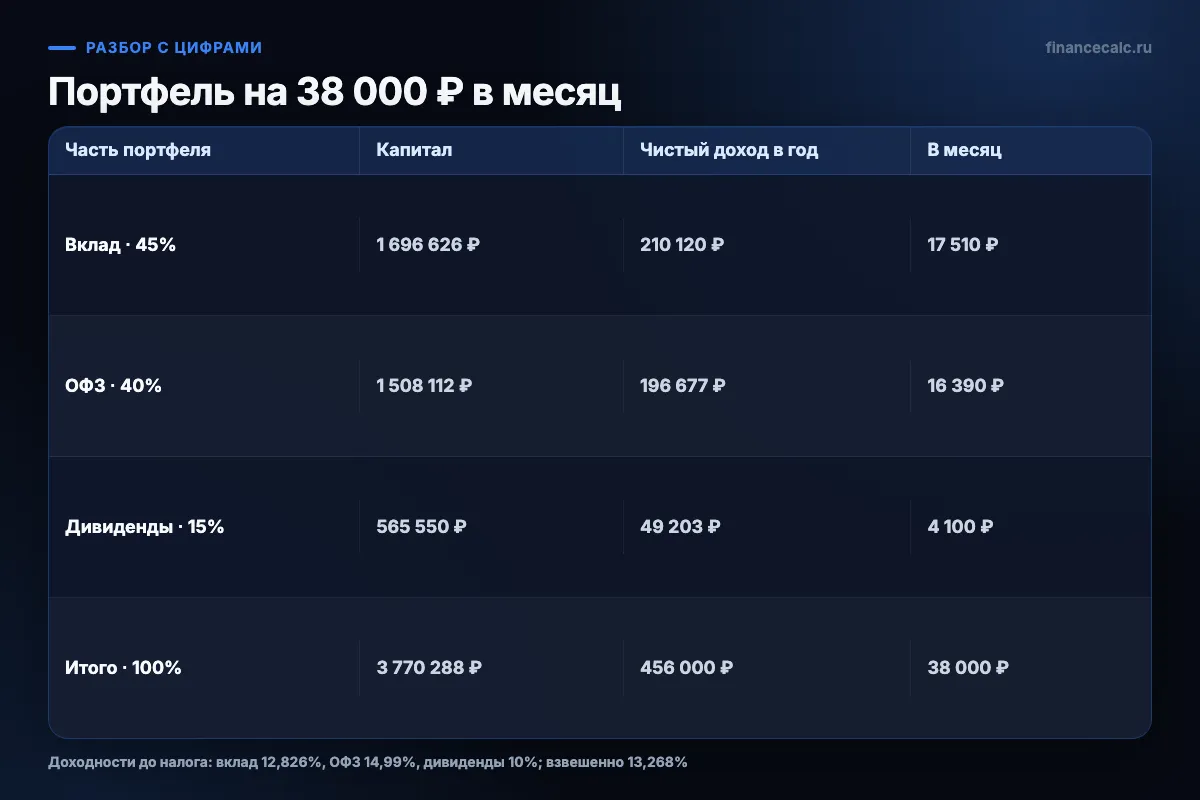 Портфель на 38 000 ₽ в месяц по частям