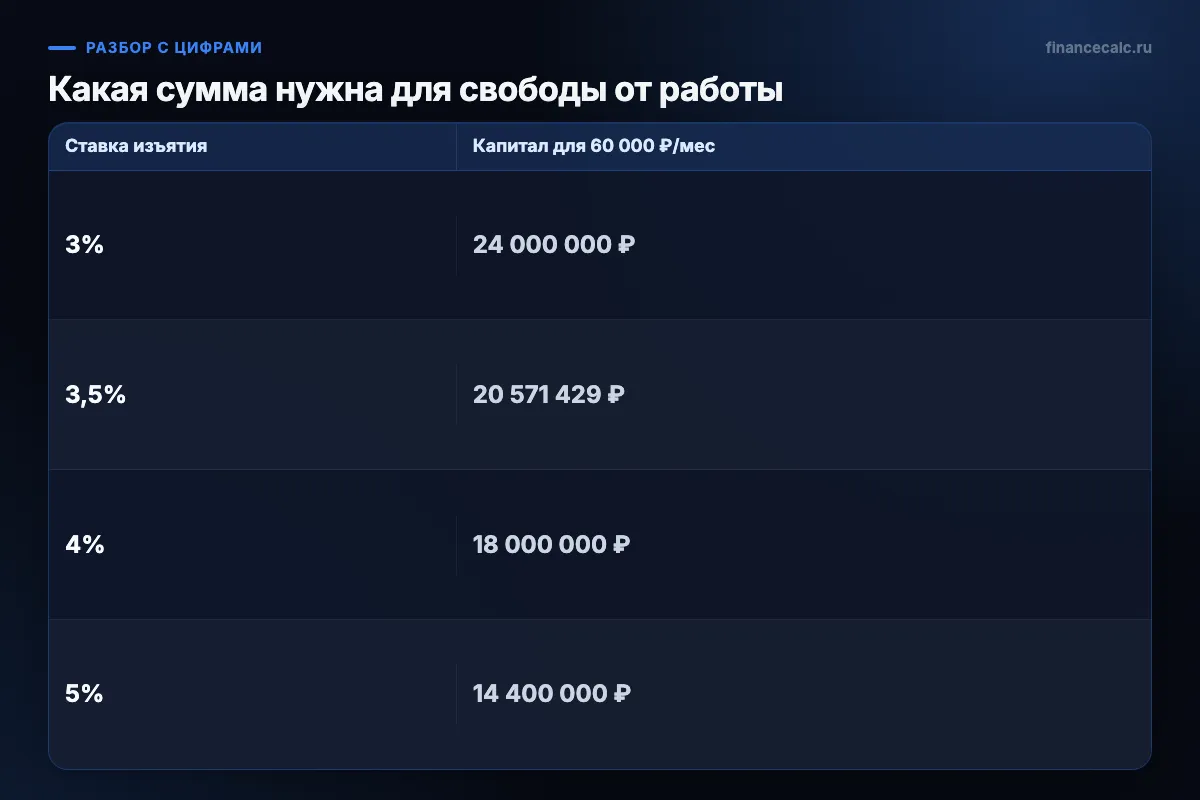 Какая сумма нужна для свободы от работы