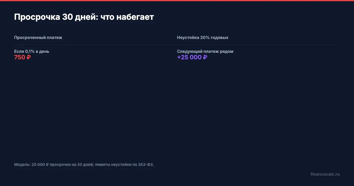 Просрочка 30 дней: что набегает