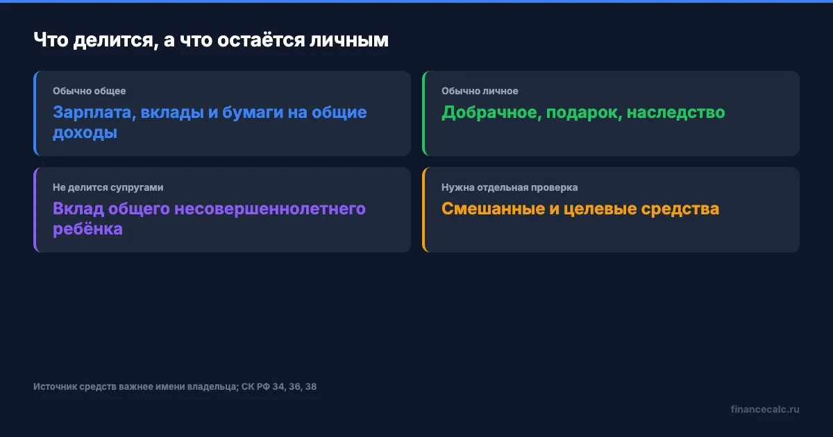 Что делится, а что остаётся личным