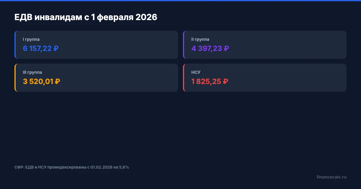 ЕДВ и НСУ по группам инвалидности в 2026