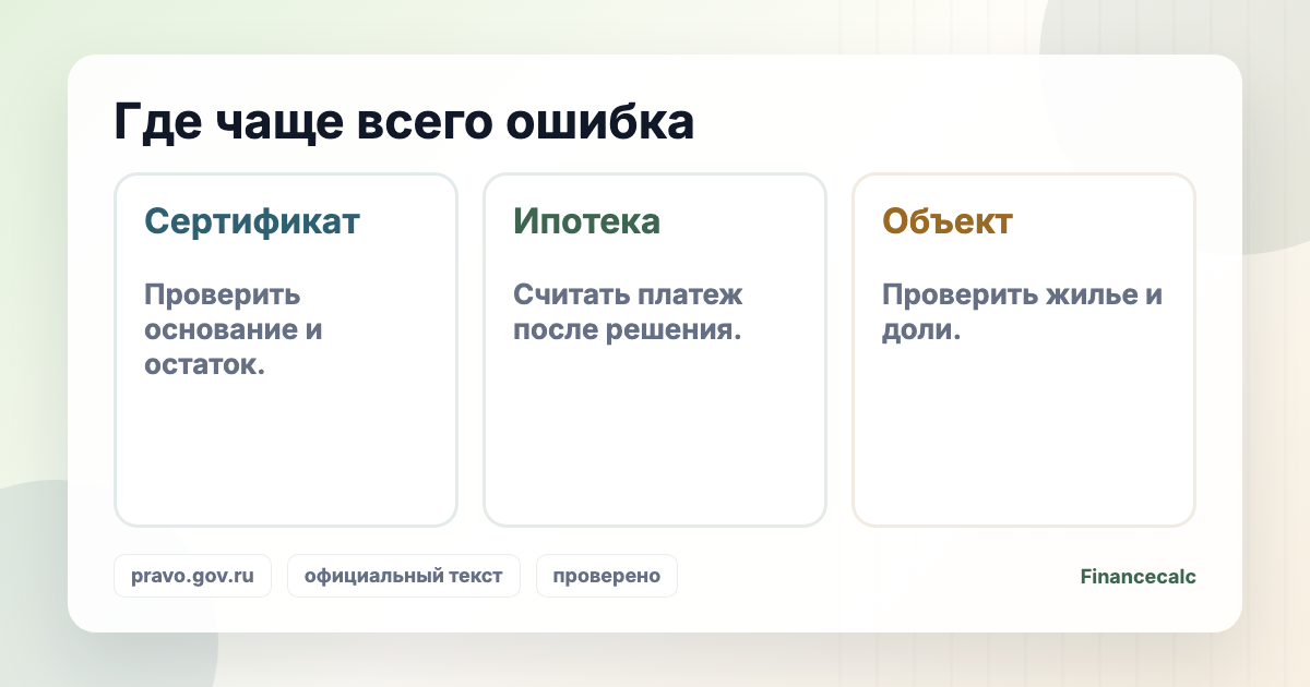 Развилка по 256-ФЗ: право есть, нужен остаток, нужна проверка объекта.