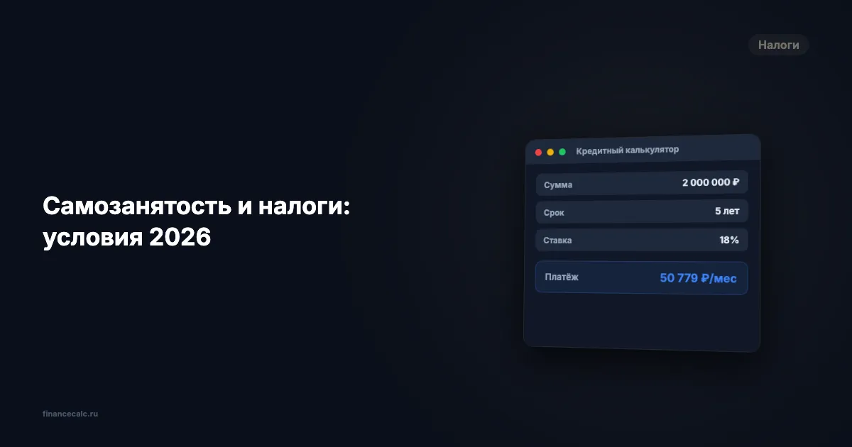 Самозанятость и налоги: условия НПД в 2026 году