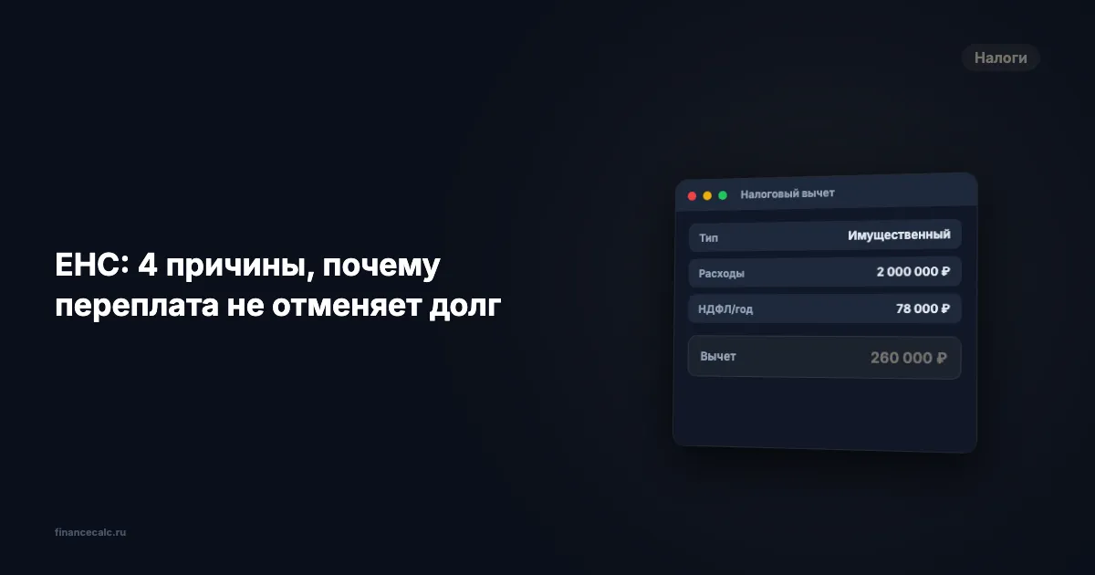 ЕНС: 4 причины, почему переплата не отменяет долг