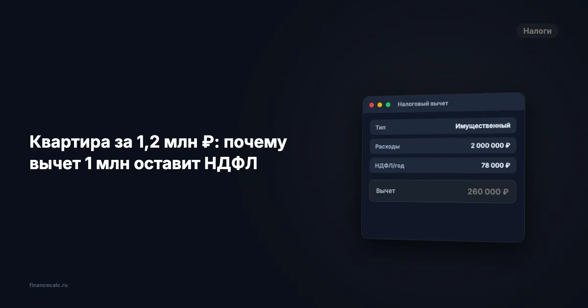 Квартира за 1,2 млн ₽: почему вычет 1 млн оставит НДФЛ