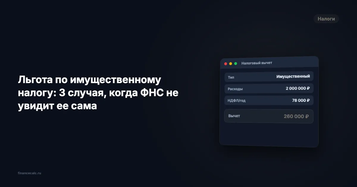Льгота по имущественному налогу: 3 случая, когда ФНС не увидит ее сама