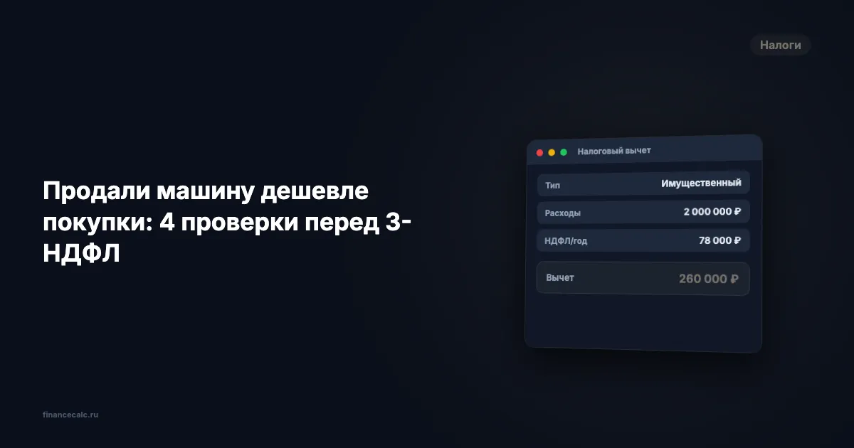 Продали машину дешевле покупки: 4 проверки перед 3-НДФЛ