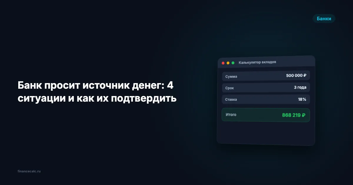 Банк просит источник денег: 4 ситуации и как их подтвердить