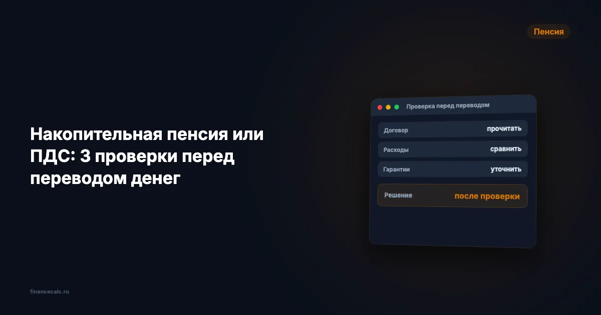 Накопительная пенсия или ПДС: 3 проверки перед переводом денег