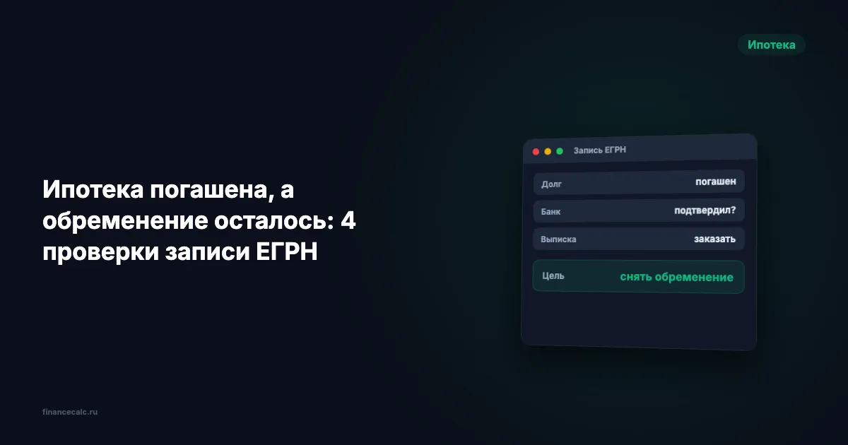 Ипотека погашена, а обременение осталось: 4 проверки записи ЕГРН