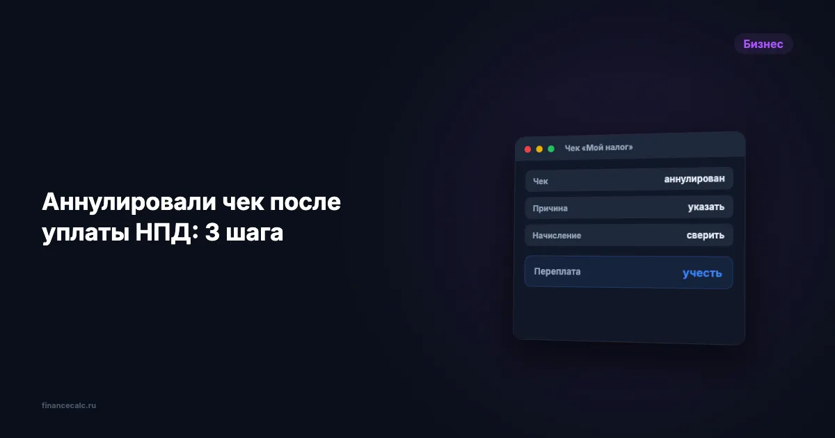Самозанятый аннулировал чек после уплаты налога: 3 шага в «Мой налог»