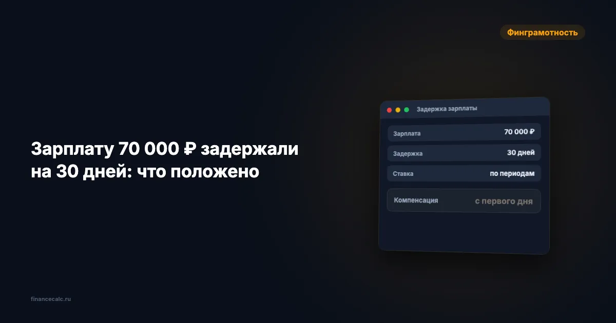 Зарплату 70 000 ₽ задержали на 30 дней: как посчитать компенсацию и когда можно остановить работу
