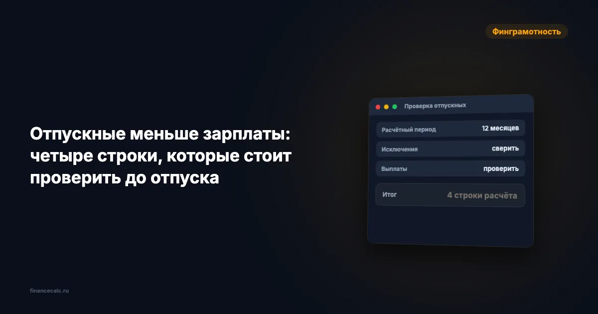 Отпускные меньше зарплаты: четыре строки, которые стоит проверить до отпуска