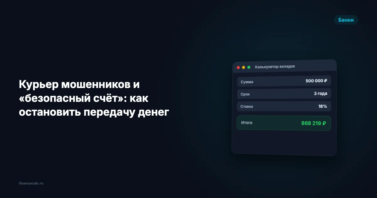 Курьер мошенников и «безопасный счёт»: как остановить передачу денег
