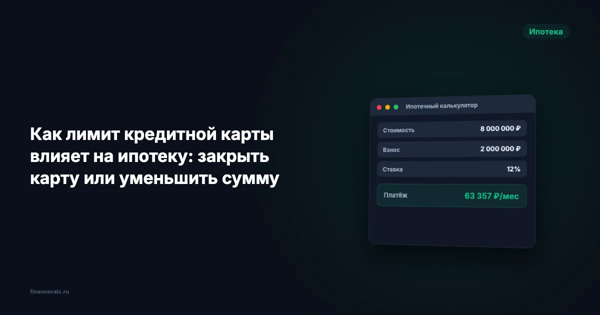 Как лимит кредитной карты влияет на ипотеку: закрыть карту или уменьшить сумму