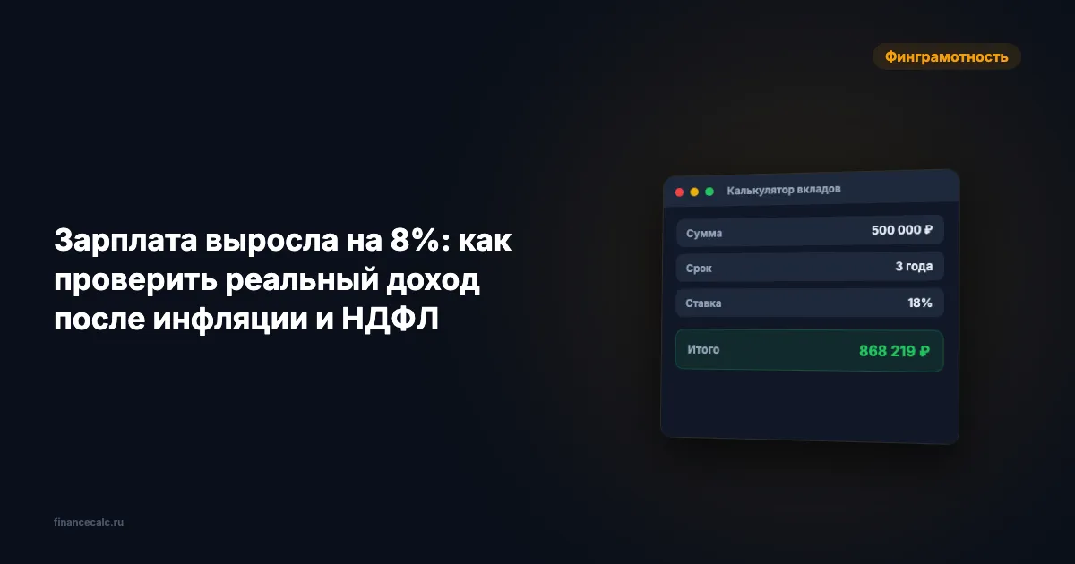 Зарплата выросла на 8%: как проверить реальный доход после инфляции и НДФЛ