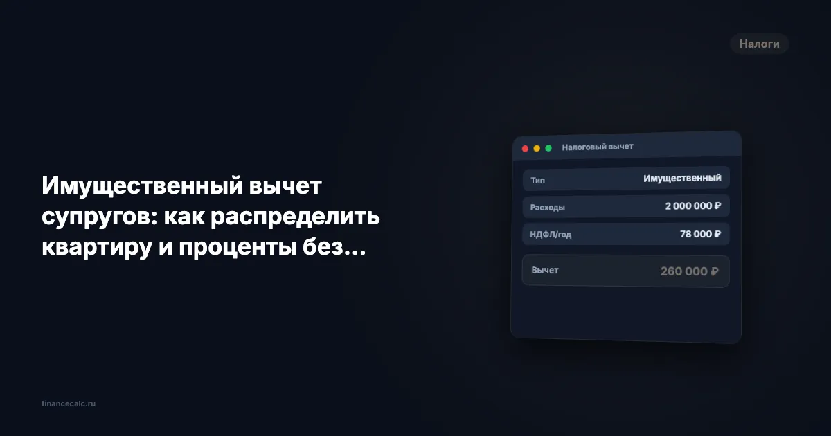 Имущественный вычет супругов: как распределить квартиру и проценты без потери остатка