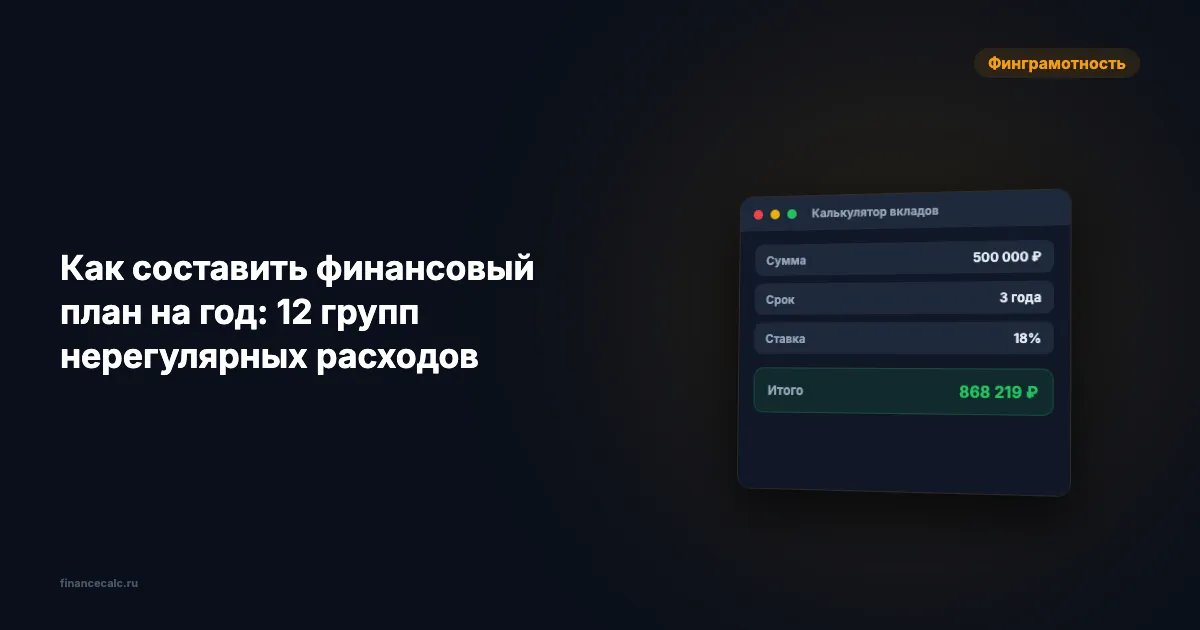 Как составить финансовый план на год: 12 групп нерегулярных расходов