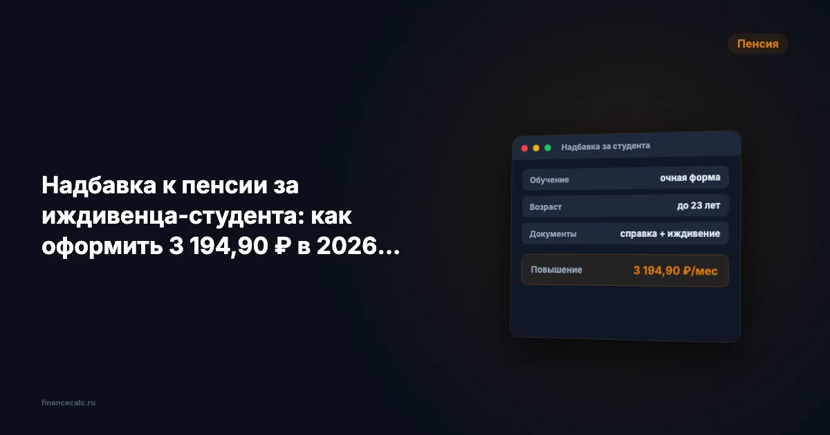Надбавка к пенсии за иждивенца-студента: как оформить 3 194,90 ₽ в 2026 году