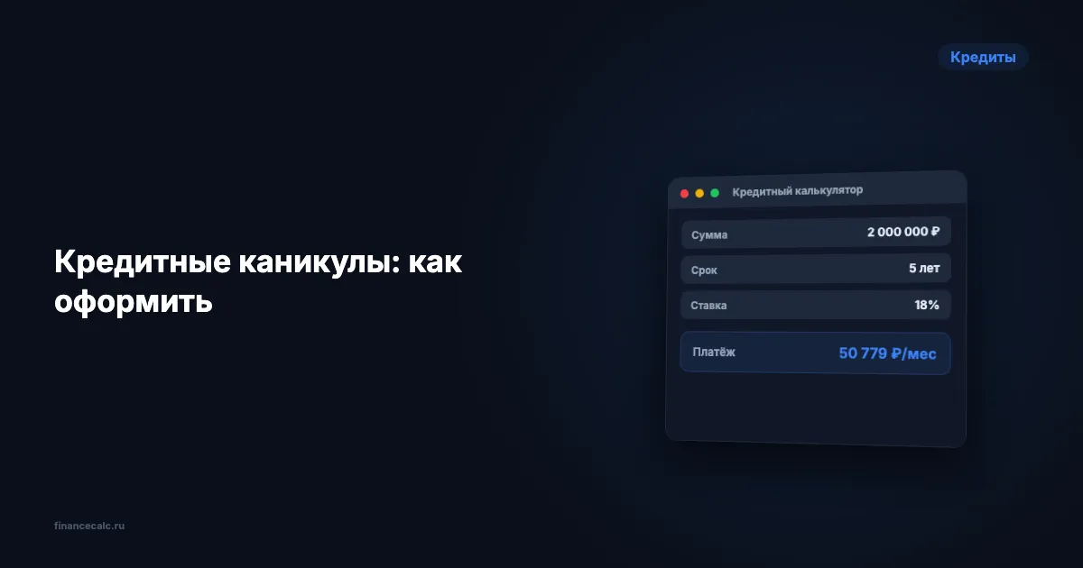 Кредитные каникулы: как оформить отсрочку по кредиту