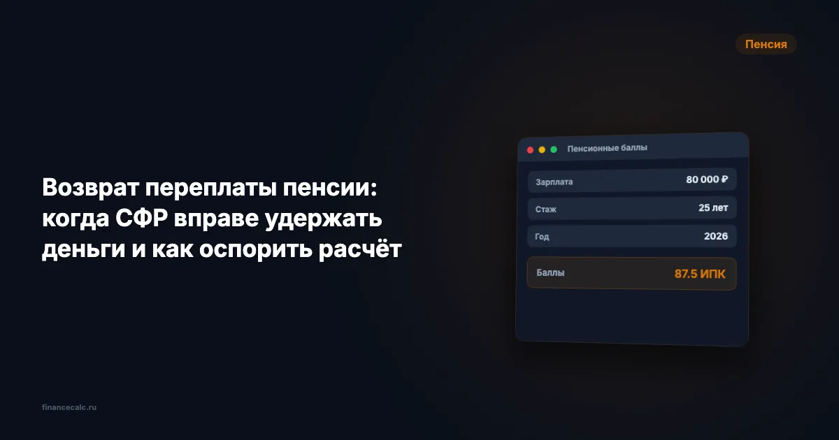 Возврат переплаты пенсии: когда СФР вправе удержать деньги и как оспорить расчёт