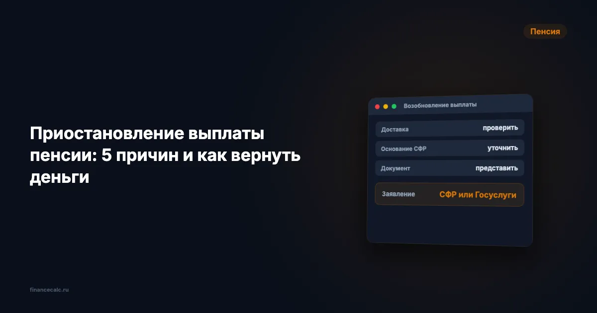 Приостановление выплаты пенсии: 5 причин и как вернуть деньги