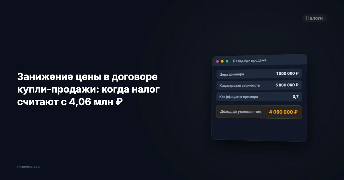 Цена 1 млн ₽ в договоре 2026: почему налог считают с 4,06 млн ₽
