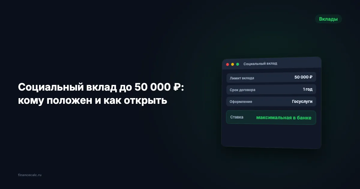 Социальный вклад 2026: кто может открыть на 50 000 ₽, а кому откажут