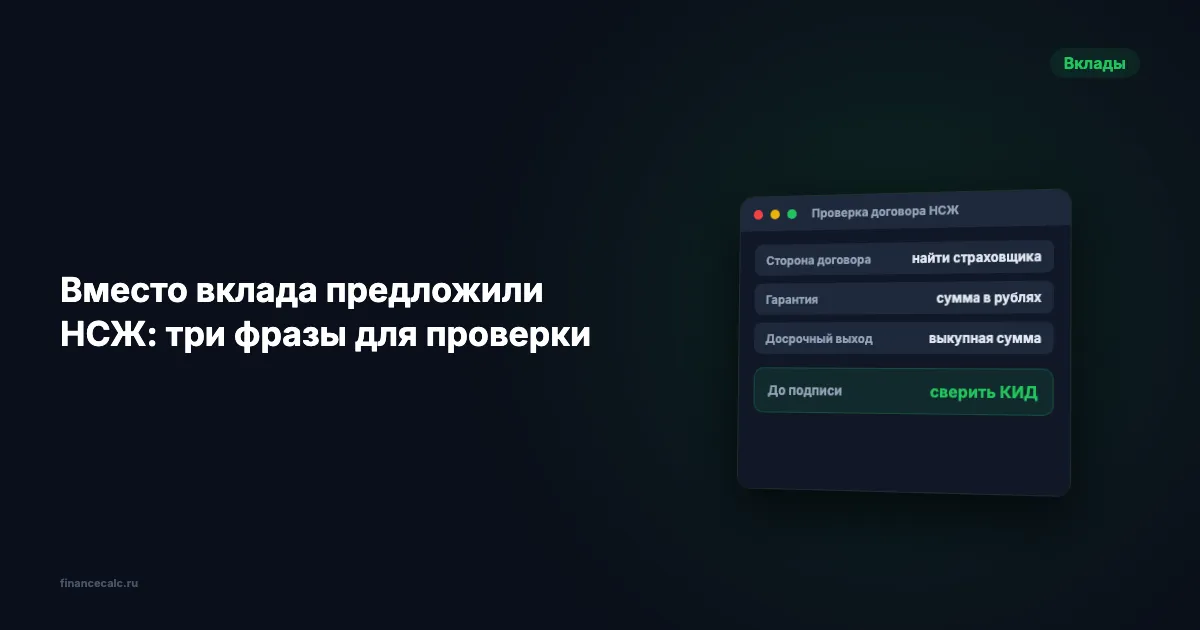 Вместо вклада предложили НСЖ 2026: три фразы и почему защиты АСВ 1,4 млн ₽ нет