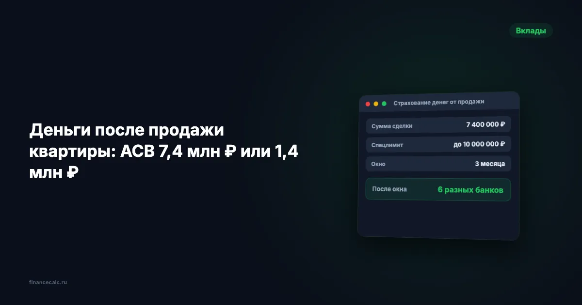 Продали квартиру 2026: почему АСВ защитит 7,4 млн ₽ 3 месяца, а потом 1,4 млн ₽