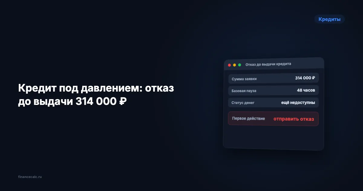 Кредит под давлением мошенников: 48 часов на отказ до выдачи 314 000 ₽