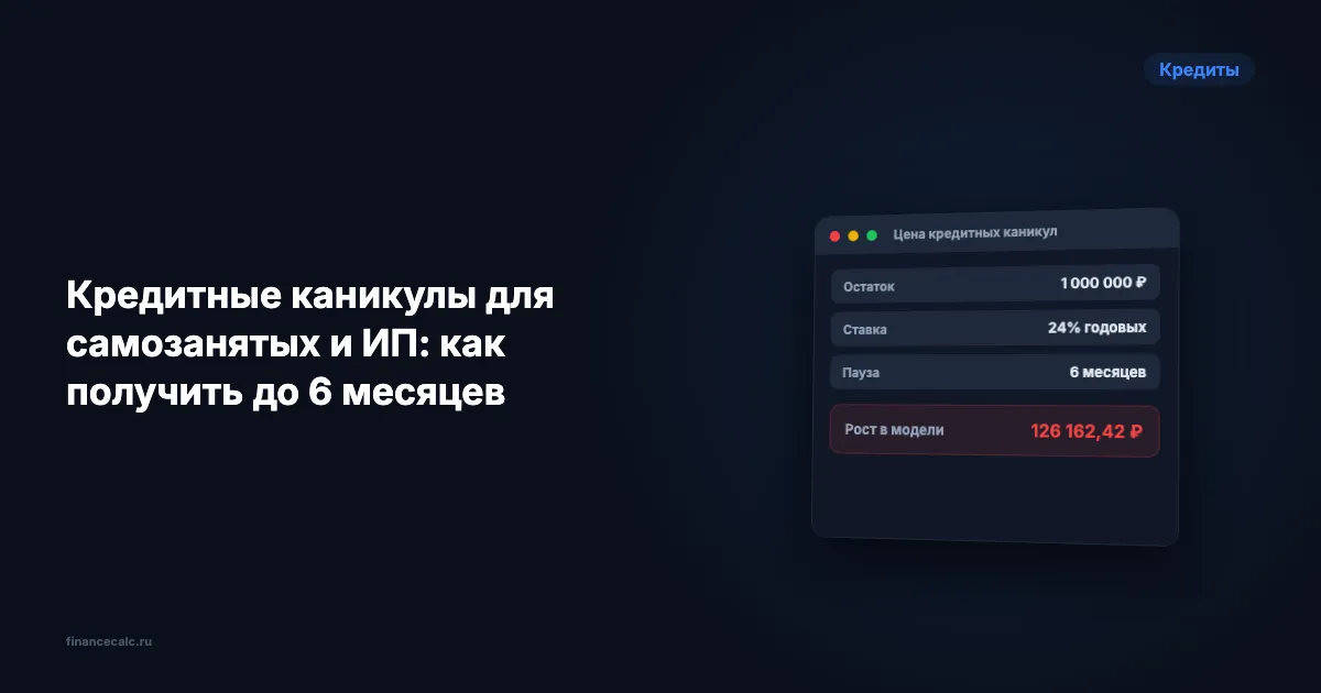 Кредитные каникулы для самозанятых и ИП: как получить до 6 месяцев