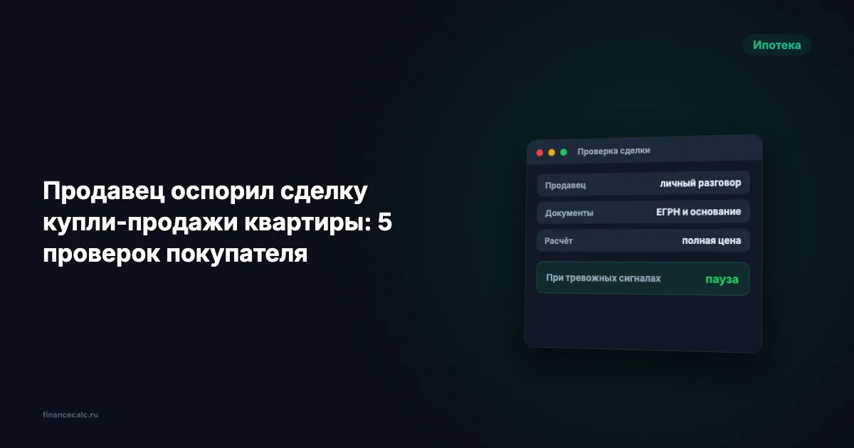 Продавец оспорил сделку купли-продажи квартиры: 5 проверок покупателя