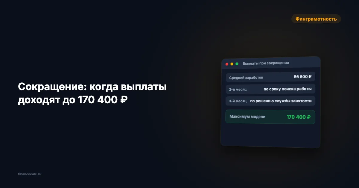 Выплаты при сокращении 2026: при каких условиях сумма может дойти до 170 400 ₽