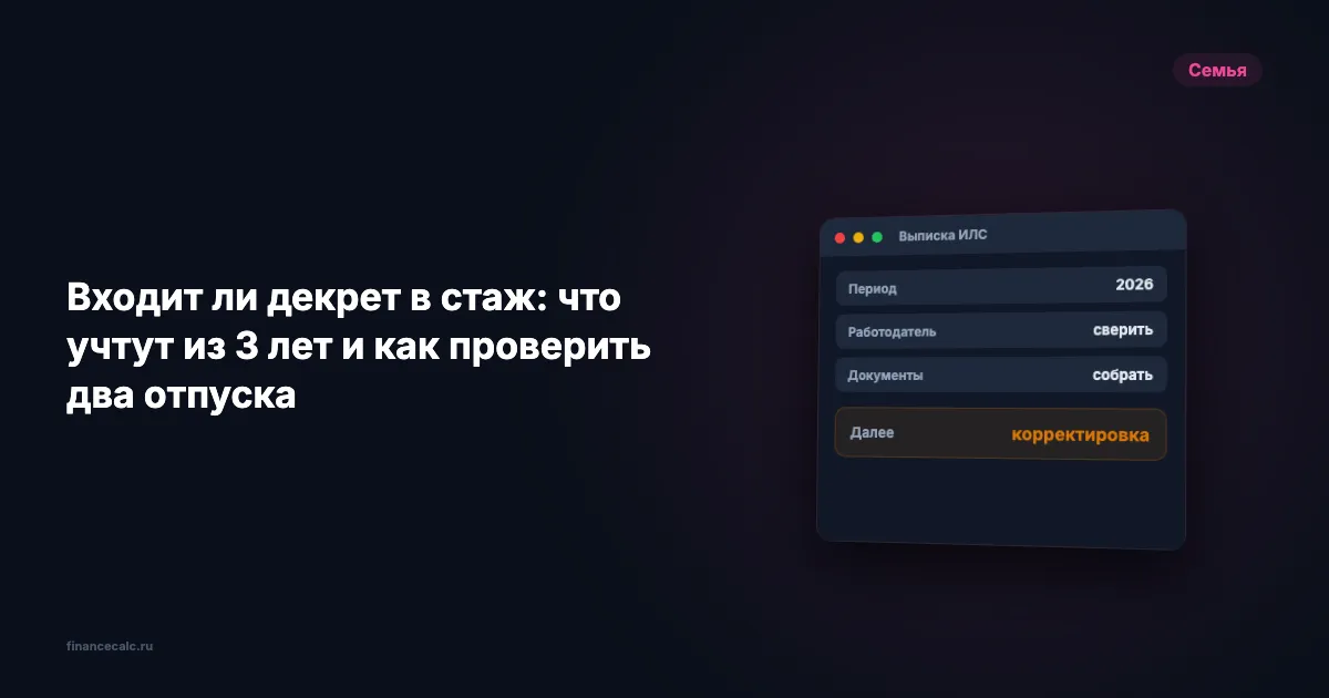 Два декрета по 3 года: что войдёт в стаж в 2026 и откуда 8,1 ИПК