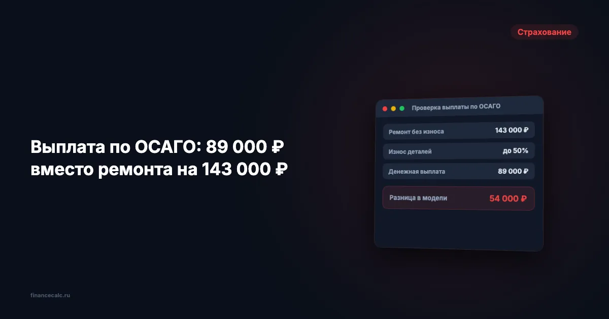 Выплата по ОСАГО меньше стоимости ремонта: как проверить 89 000 ₽ вместо 143 000 ₽