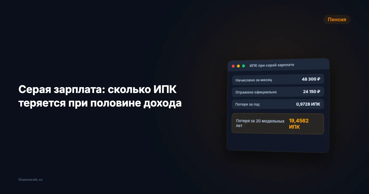 Серая зарплата и пенсия 2026: минус 0,9728 ИПК в год, или до 3 049,95 ₽ в месяц
