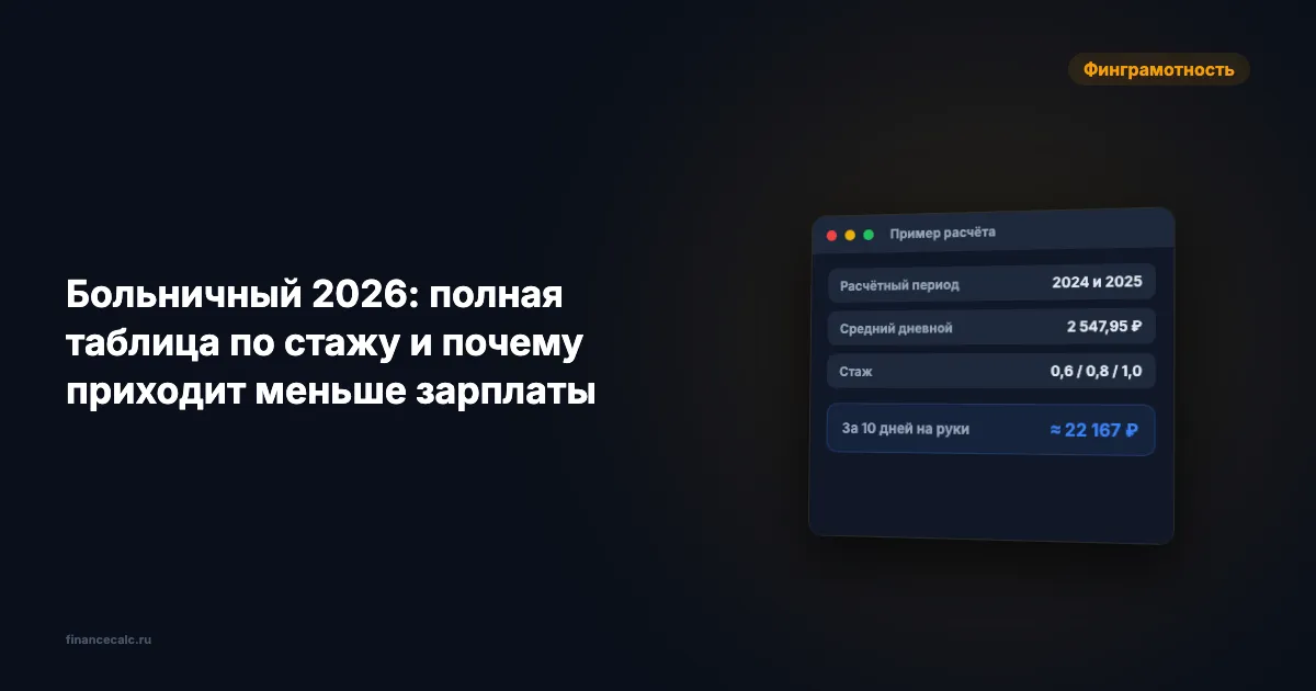 Больничный 2026: полная таблица по стажу и почему приходит меньше зарплаты