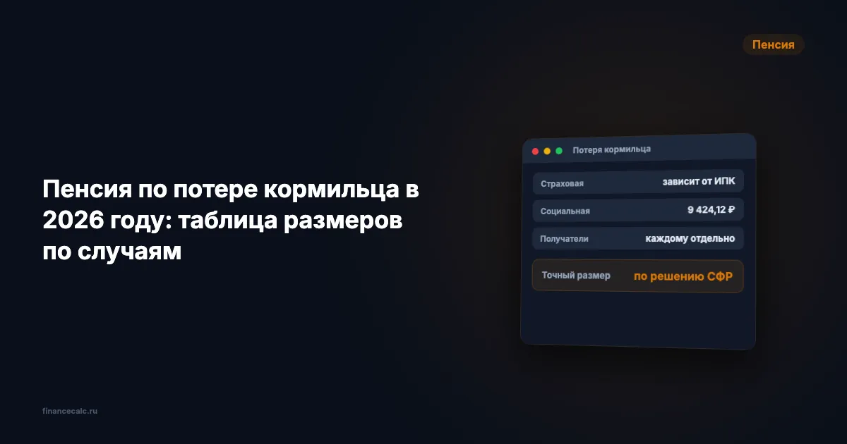 Пенсия по потере кормильца в 2026 году: таблица размеров по случаям